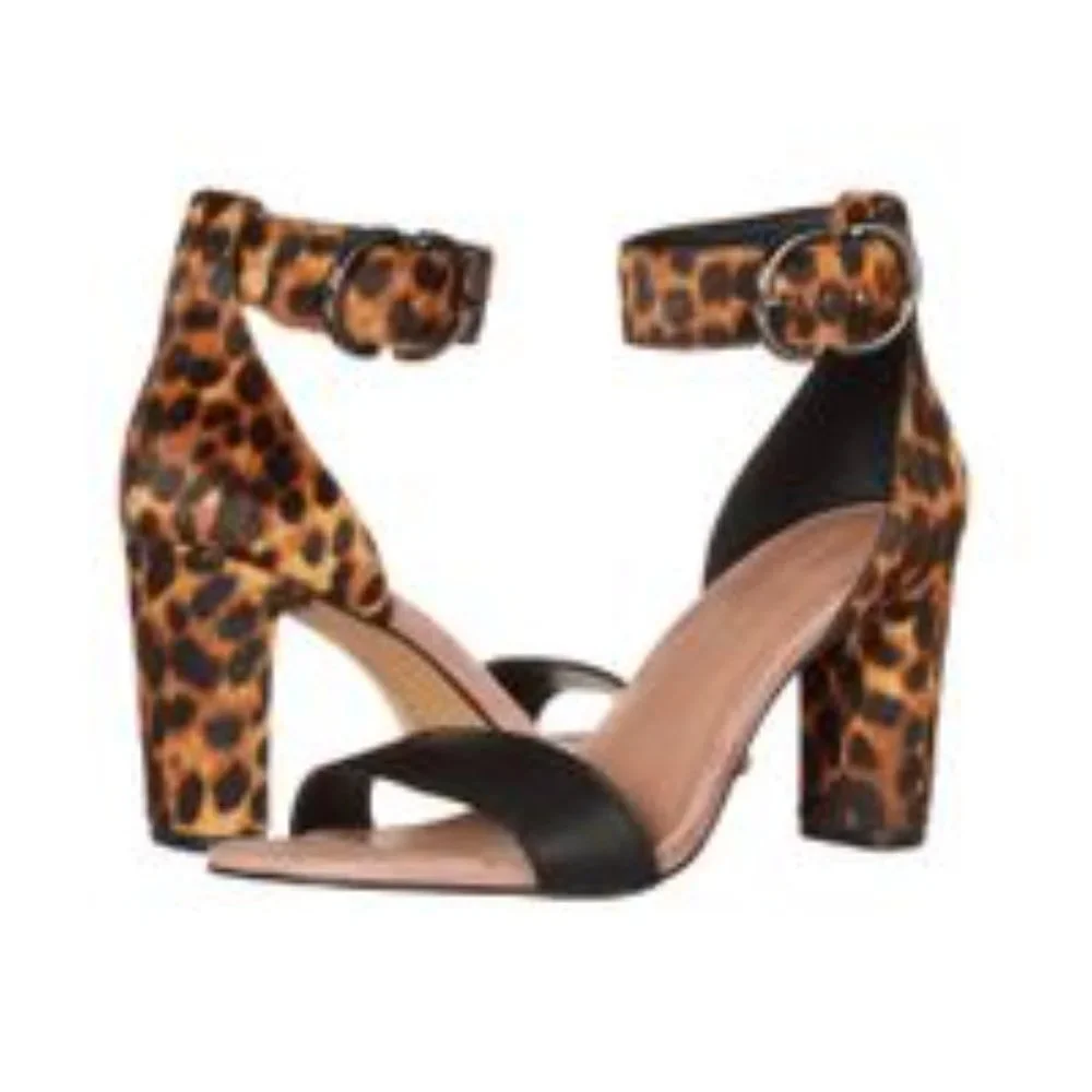REBECCA MINKOFF Kemina Leopard Print Ankle Strap Sandals Size 7.5 - Picture 2 of 11